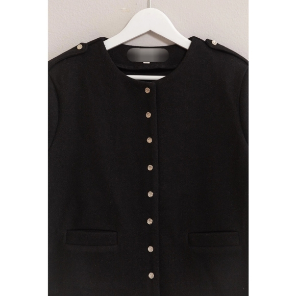 #179 SALE 🛑35 S, M, L Black Fabulous Wool-Like Single-Breasted Jacket - Picture 2 of 8